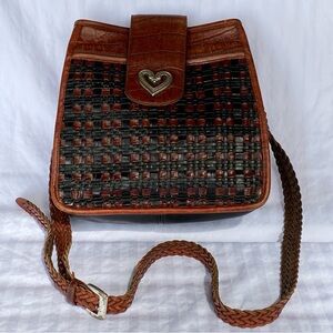 Brighton Woven Leather Vintage Western Crossbody Purse Bag
